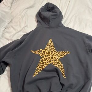 Charcoal Hoodie with Leopard Star